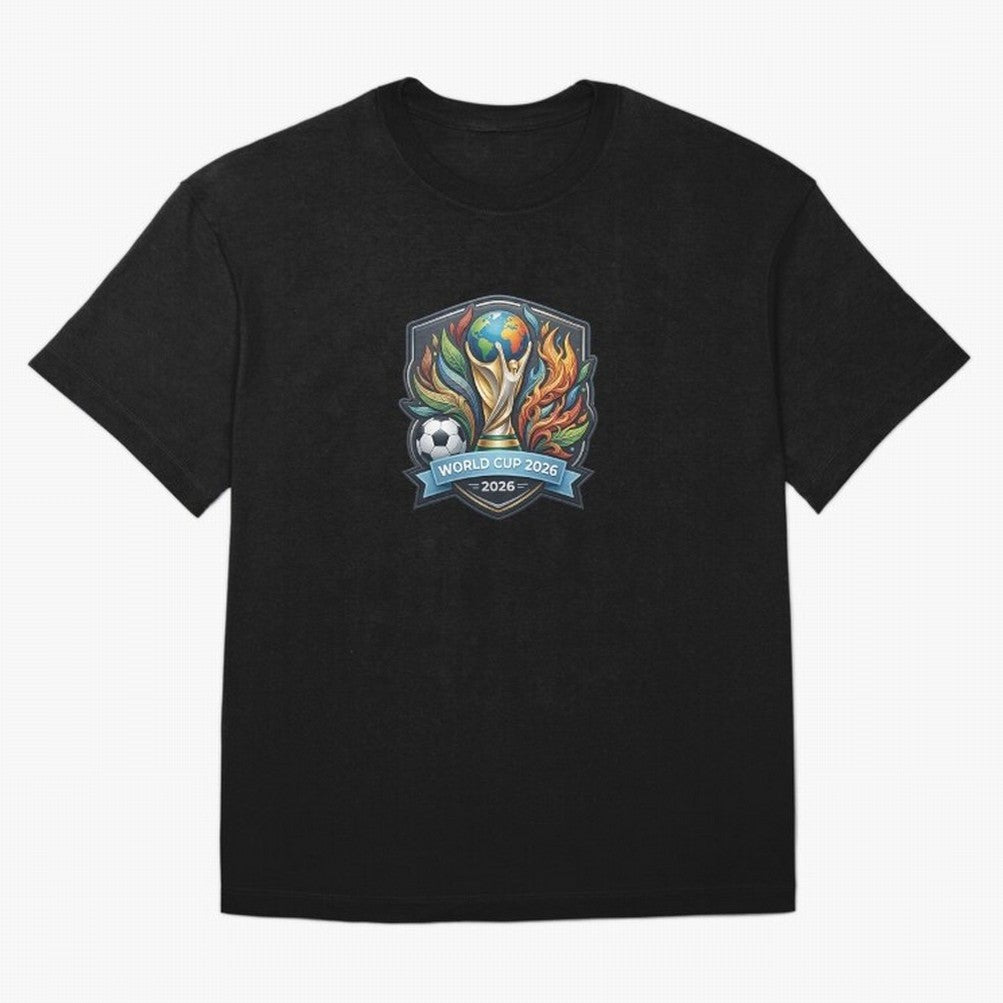 World Cup 2026 Football Crest - Retro Vintage Sticker Oversized T-Shirt Feel Match Day Hype around FIFA World Cup 2026 USA Canada Mexico, Messi, Germany, Vintage Soccer Flavor, Modern Football Stars, National Flags and Final Night Emotion; Great