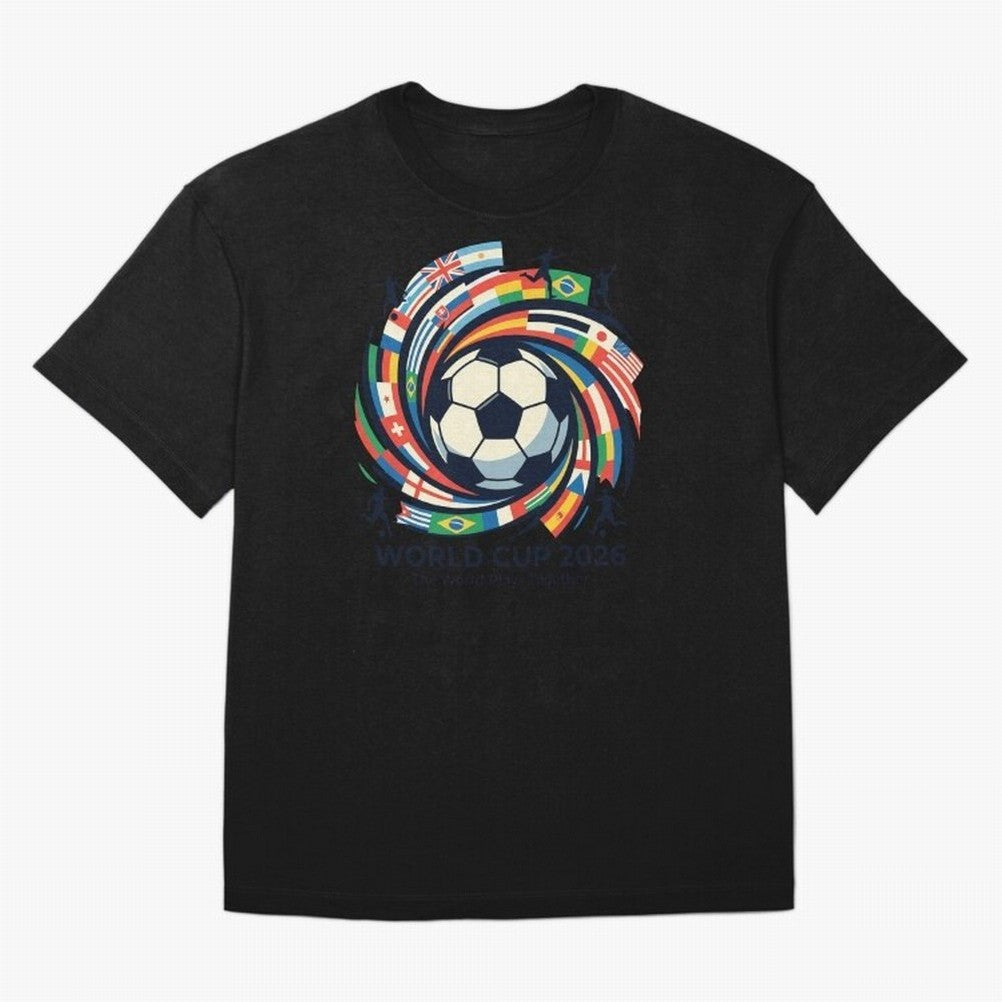 2D World Cup 2026 Football Spiral Flag Design T-Shirt Oversized T-Shirt Showcase Match Day Hype around FIFA World Cup 2026, Messi, CR7 and Mbappe, England and Germany, Game Day Rituals, Football Legends, Country Pride and the Road to the Final;