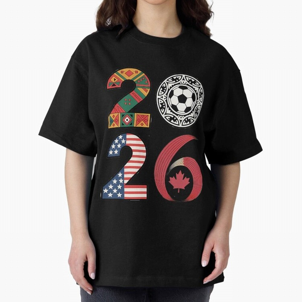 2026 Football Countries Design Usa Canada Mexico Inspired Oversized T-Shirt Celebrate Unforgettable Nights in Match Day Hype around FIFA World Cup 2026, Mbappe, Argentina, Global Supporter Spirit, Legendary Goals, National Colors and Tournament