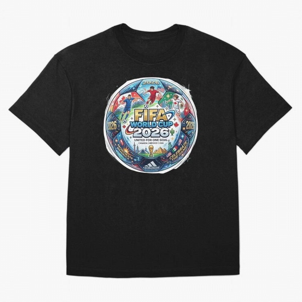 FIFA World Cup 2026 Official Match Ball Concept Art - Canada Mexico USA Oversized T-Shirt Make Every Match About the FIFA World Cup 2026 Journey through Cristiano Ronaldo, Haaland and CR7 Highlights, Portugal, Spain and Germany Pride, Champion
