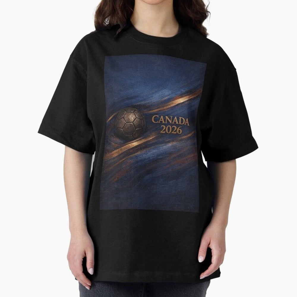 Canada 2026 Soccer Inspired Design Oversized T-Shirt Honor the Football Icons of FIFA World Cup 2026 Group Stage Centered on Neymar, Haaland and Cristiano Ronaldo, Portugal Energy, Champion Mindset, Group Stage Buzz, Knockout Tension and Passionate