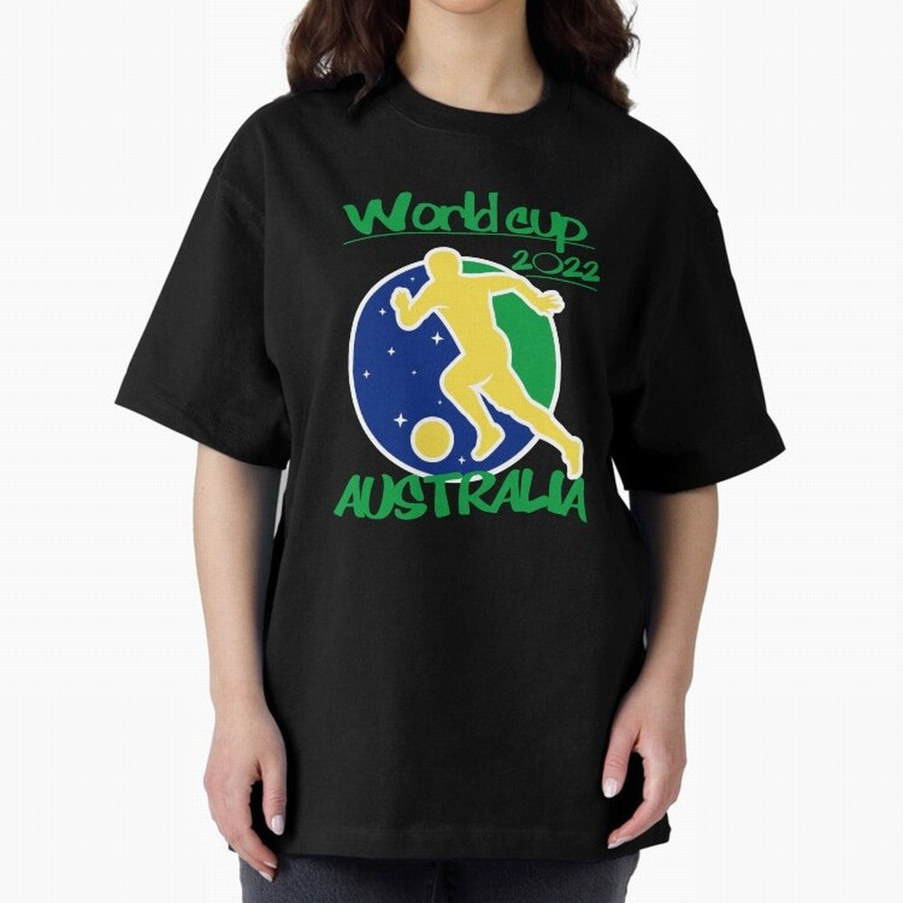 Australia World Cup 2022 Oversized T-Shirt Fuel FIFA World Cup 2026 for Fans of Haaland and England, Bringing Vintage Soccer Flavor, Modern Football Stars, National Flags and Final Night Emotion; Made for Collectors Who Enjoy Iconic Players,