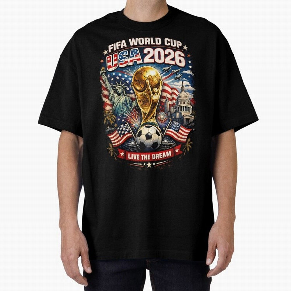 Fifa World Cup USA 2026 Colour Oversized T-Shirt Bring International Match Energy to Global Football Passion for FIFA World Cup 2026 USA Canada Mexico, Filled with Cristiano Ronaldo, Netherlands, Vintage Soccer Flavor, Modern Football Stars,