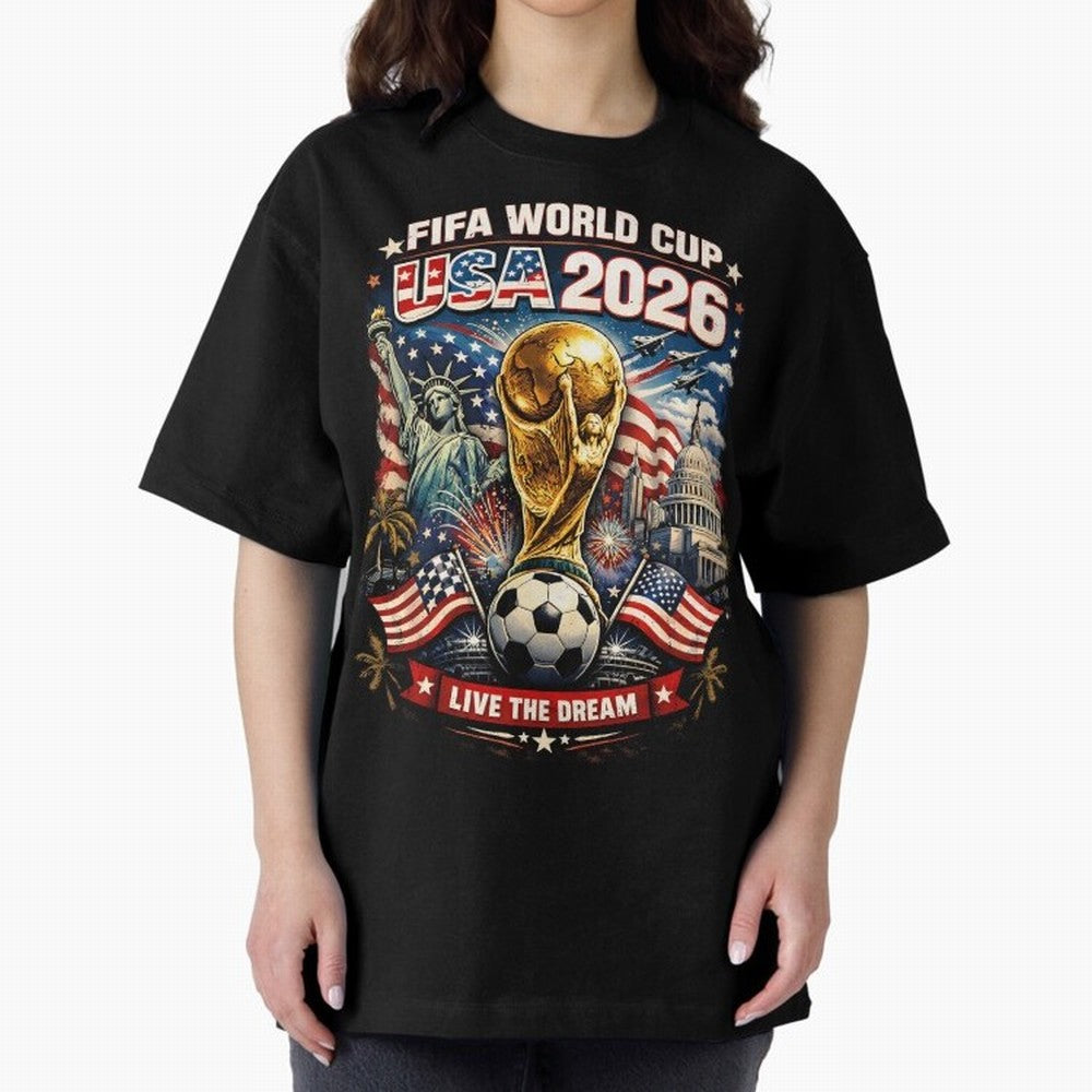 Fifa World Cup USA 2026 Colour Oversized T-Shirt Bring International Match Energy to Global Football Passion for FIFA World Cup 2026 USA Canada Mexico, Filled with Cristiano Ronaldo, Netherlands, Vintage Soccer Flavor, Modern Football Stars,