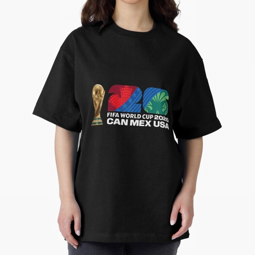 World Cup26 Host Country Trophy Oversized T-Shirt Fuel Your Fan Pride for Match Day Hype around FIFA World Cup 2026 USA Canada Mexico, Cristiano Ronaldo, England and Germany, Stadium Memories, Football Loyalty, International Chants and Championship