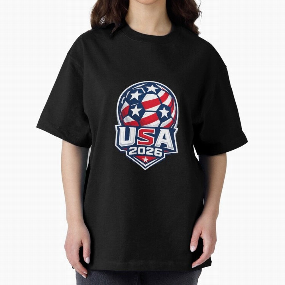 Usa 2026 World Cup - Star Spangled Soccer - American Host Fan Oversized T-Shirt Bring Supporter Culture to Match Day Hype around FIFA World Cup 2026 USA Canada Mexico, Mbappe and Neymar, Spain, Match Day Excitement, Supporter Culture, Golden Goals