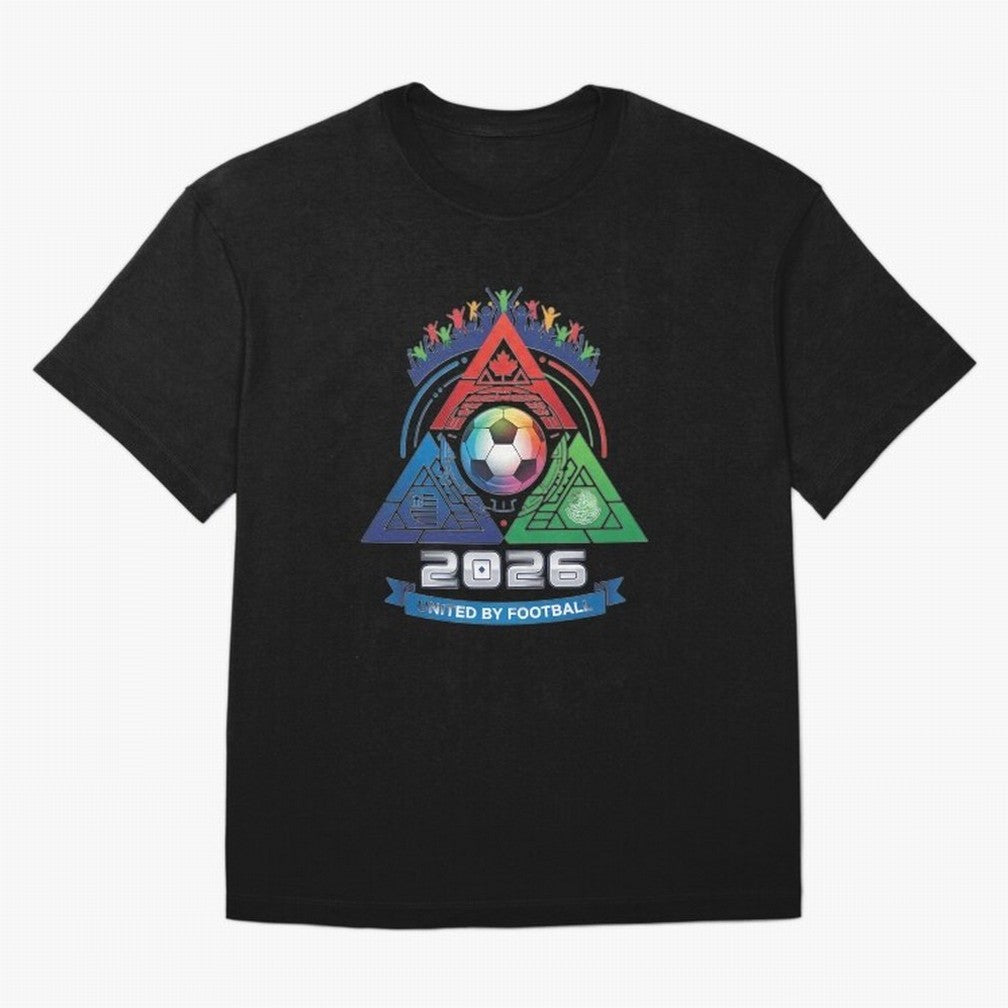 Triangular United By Football World Cup 2026 Emblem Oversized T-Shirt Bring Retro Soccer Energy to FIFA World Cup 2026 USA Canada Mexico Built around Cristiano Ronaldo, France and Portugal Energy, Fan Favorite Moments, National Team Passion, Big