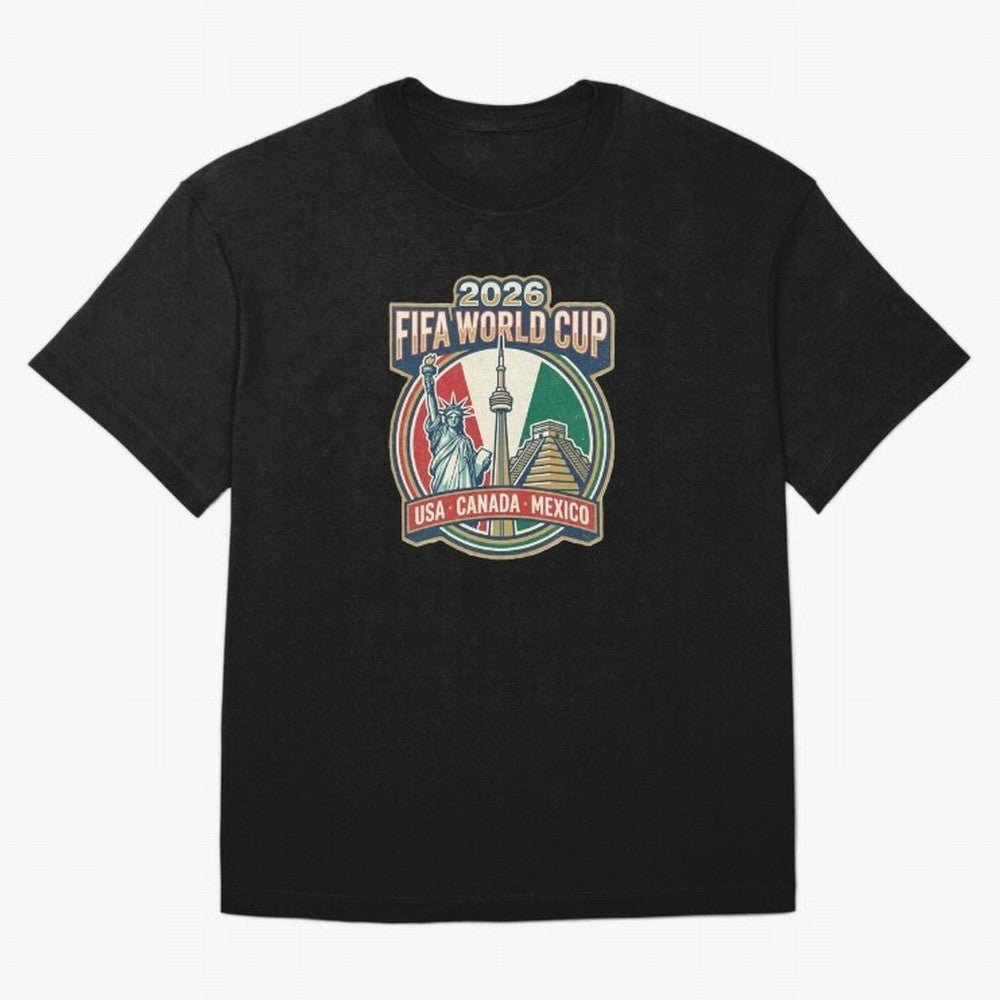 North America United Soccer 2026 Vintage Crest Oversized T-Shirt Show Your Stadium Side during FIFA World Cup 2026 USA Canada Mexico Spirit, Filled with France and Portugal, Neymar, Haaland and Cristiano Ronaldo, Classic Soccer Heritage,