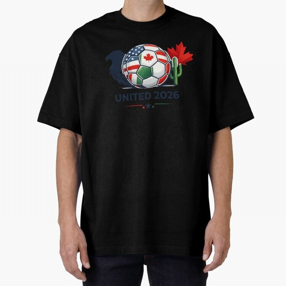 World Cup 2026 United Soccer Design Oversized T-Shirt Show Your Tournament Heart for FIFA World Cup 2026 Group Stage for Fans of Mbappe and Neymar and Portugal, Spain and Germany, Bringing Fan Favorite Moments, National Team Passion, Big Match