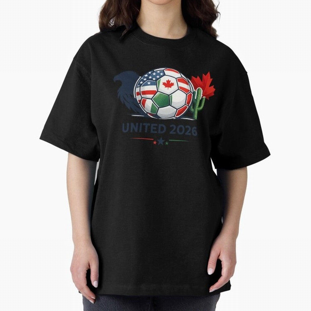 World Cup 2026 United Soccer Design Oversized T-Shirt Show Your Tournament Heart for FIFA World Cup 2026 Group Stage for Fans of Mbappe and Neymar and Portugal, Spain and Germany, Bringing Fan Favorite Moments, National Team Passion, Big Match