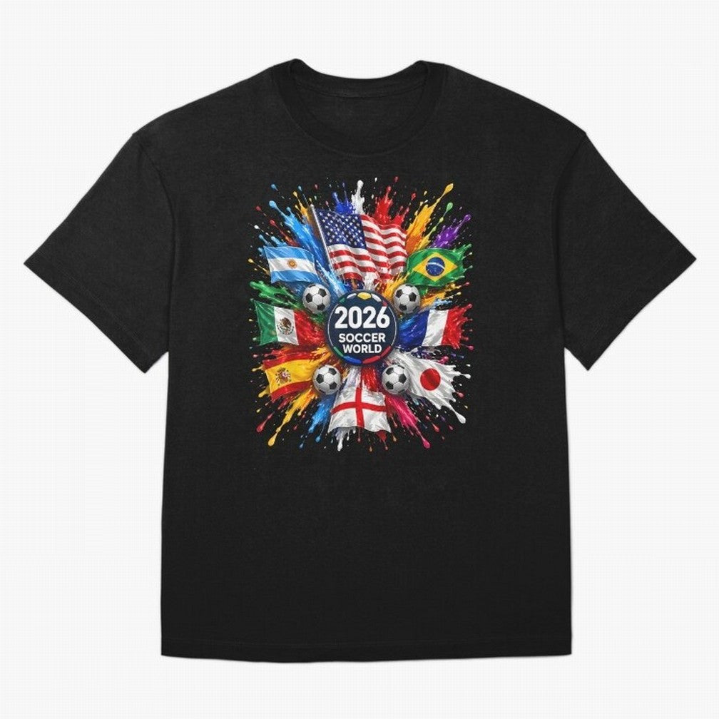 2026 Soccer World USA Flag Burst Fan Tee Oversized T-Shirt Show Your Tournament Heart for FIFA World Cup 2026 USA Canada Mexico Celebrating Haaland and Mbappe, Germany Energy, Championship Spirit, Famous Goals, Roaring Crowds and International