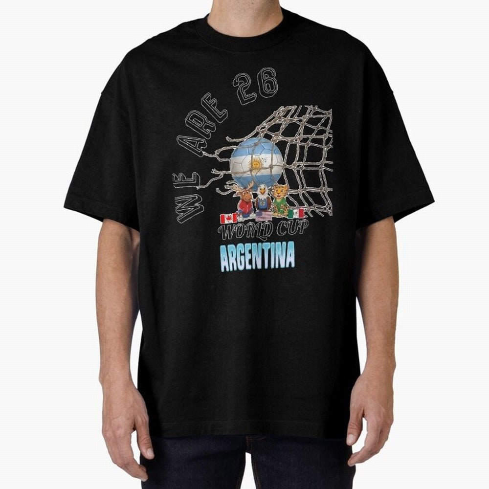 World Cup 26 - Argentina Oversized T-Shirt Celebrate the Biggest Stage of Global Football Passion for FIFA World Cup 2026, Filled with Cristiano Ronaldo, Argentina, France and Brazil, Champion Mindset, Group Stage Buzz, Knockout Tension and