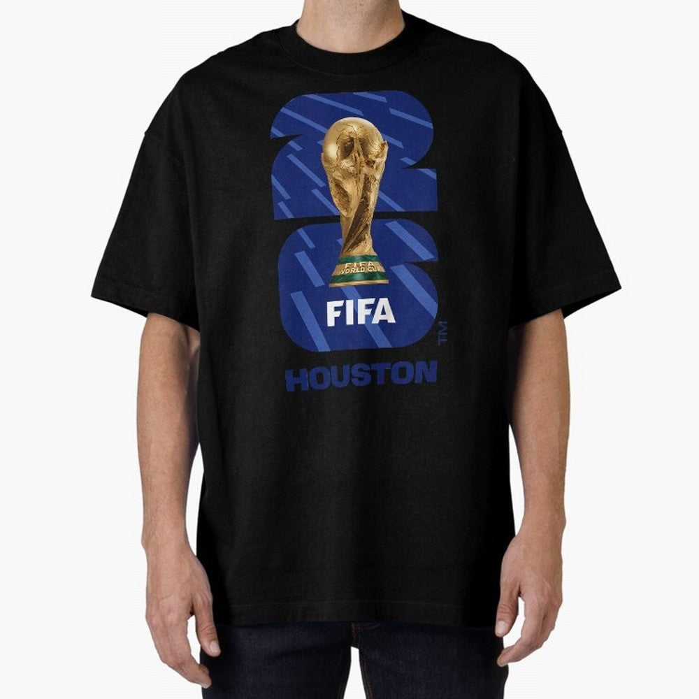 World Cup26 Houston Trophy Oversized T-Shirt Feel the FIFA World Cup 2026 USA Canada Mexico Journey through Messi, CR7 and Mbappe Highlights, Portugal, Spain and Germany Pride, Soccer Culture, Superstar Moments, National Team Dreams and Competitive