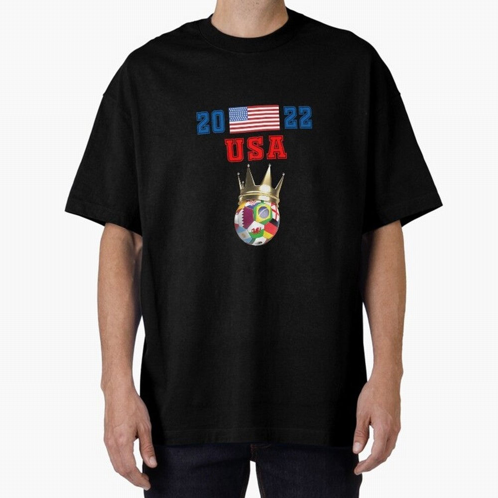 Usa World Cup Jersey 2022 Oversized T-Shirt Honor Football Greatness during FIFA World Cup 2026 Group Stage for Fans of Messi, CR7 and Mbappe and Portugal, Bringing Vintage Soccer Flavor, Modern Football Stars, National Flags and Final Night