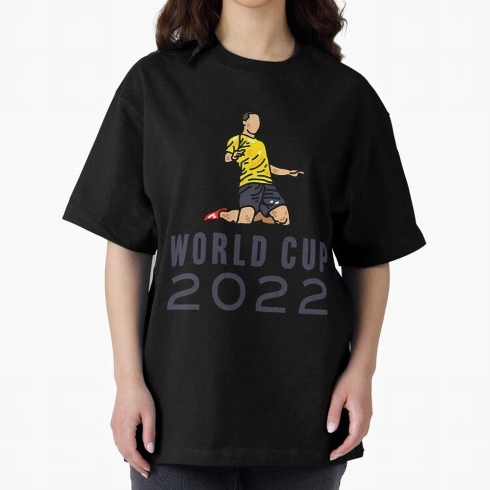 World Cup 2022 Oversized T-Shirt Celebrate Rivalries and Pride in FIFA World Cup 2026 USA Canada Mexico Spirit, Celebrating Spain, Haaland and Mbappe, Classic Soccer Heritage, Championship Pressure, Fan Loyalty and International Pride; Created for