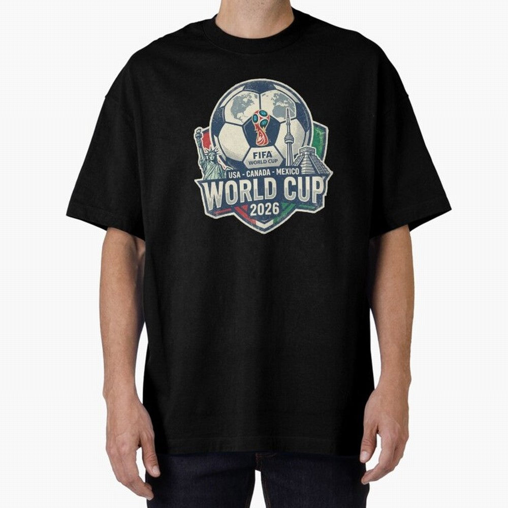 North America United Soccer 2026 Vintage Crest Oversized T-Shirt Relive FIFA World Cup 2026 Group Stage Made for Messi, Neymar and Mbappe, Spain Energy, Stadium Memories, Football Loyalty, International Chants and Championship Tradition; Built for