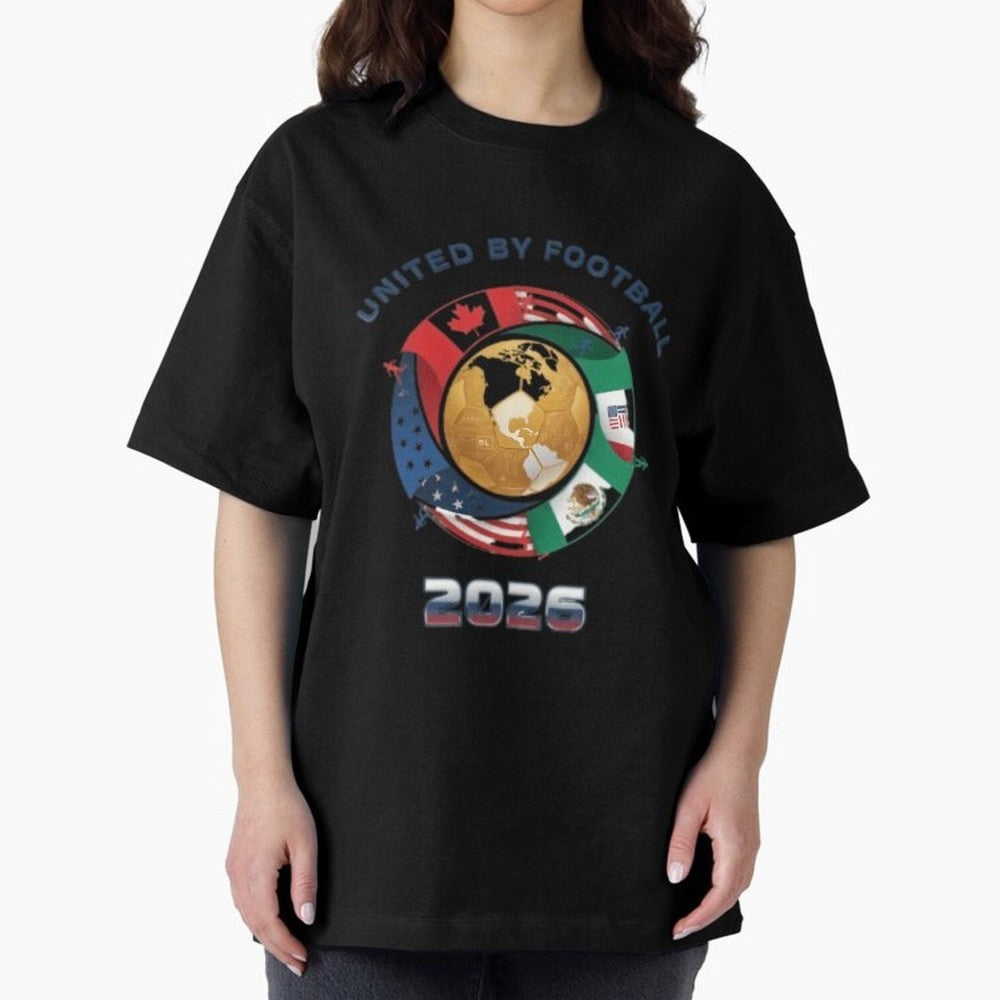 United By Football 2026 Oversized T-Shirt Stand with Global Football Passion for FIFA World Cup 2026 Group Stage, Built around Cristiano Ronaldo, France, Football Passion, Legendary Performances, Festival Vibes and Supporter Community; Built for