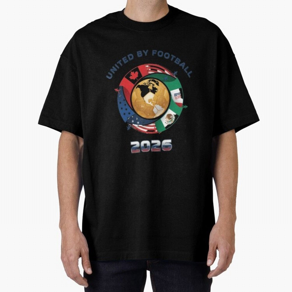 United By Football 2026 Oversized T-Shirt Stand with Global Football Passion for FIFA World Cup 2026 Group Stage, Built around Cristiano Ronaldo, France, Football Passion, Legendary Performances, Festival Vibes and Supporter Community; Built for
