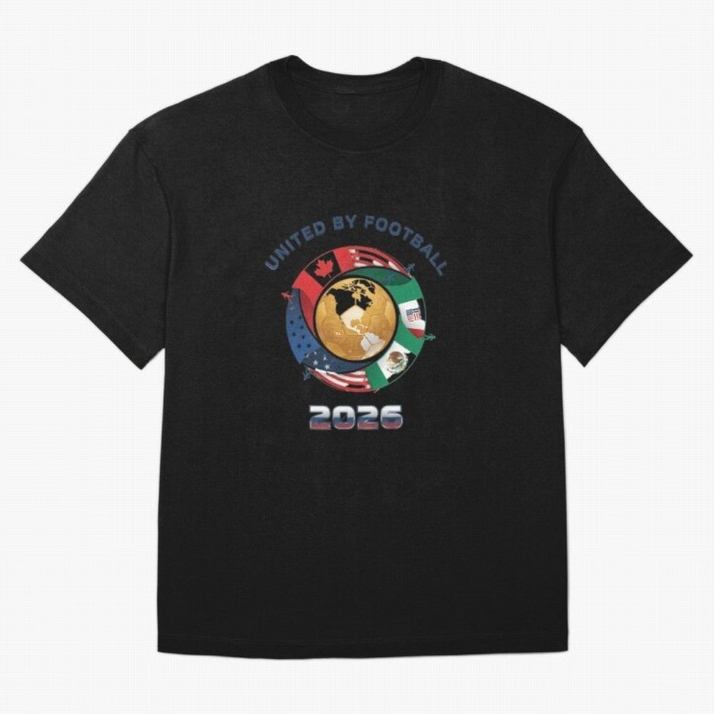 United By Football 2026 Oversized T-Shirt Bring Trophy Dreams to Global Football Passion for FIFA World Cup 2026, Made for Messi, CR7 and Mbappe, England, Global Supporter Spirit, Legendary Goals, National Colors and Tournament Celebration; Ideal