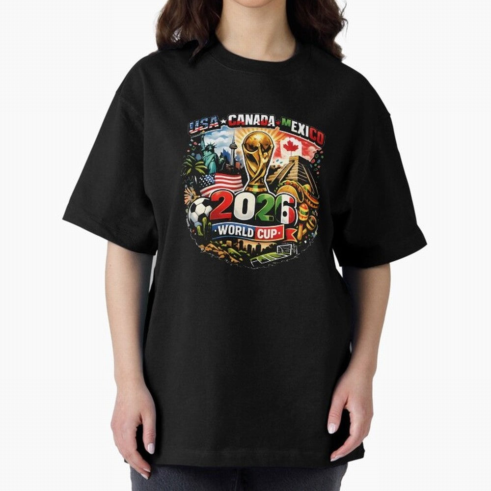 World Cup 2026 Funny Soccer Tournament 2026 T-Shirt_88656674 Oversized T-Shirt Back the Journey through FIFA World Cup 2026 Group Stage Centered on CR7 and Messi, Spain and Netherlands Energy, Soccer Culture, Superstar Moments, National Team Dreams