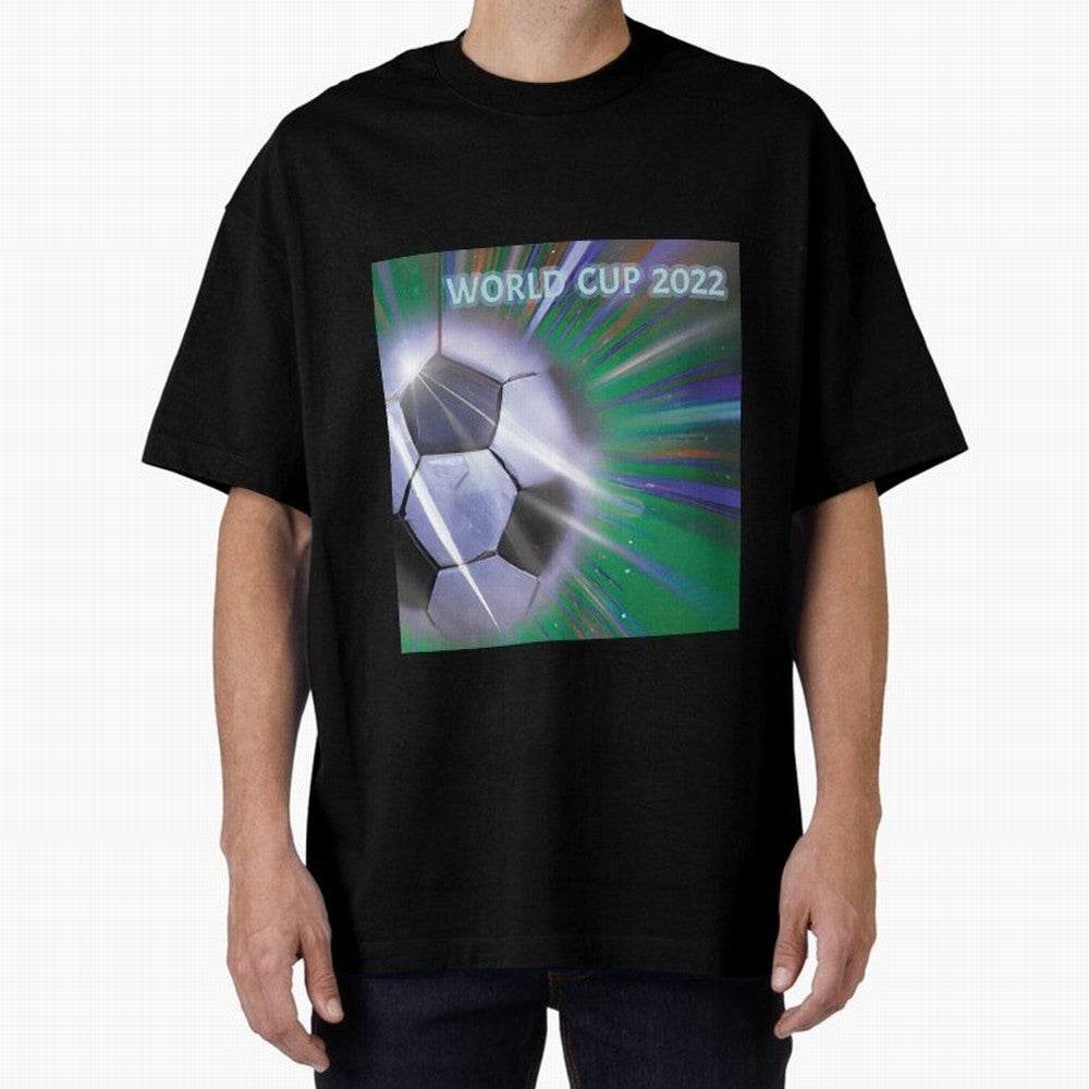 World Cup 2022 Oversized T-Shirt Show Match Day Excitement for FIFA World Cup 2026 USA Canada Mexico for Fans of Messi and Cristiano Ronaldo and Argentina and Brazil, Bringing Vintage Soccer Flavor, Modern Football Stars, National Flags and Final