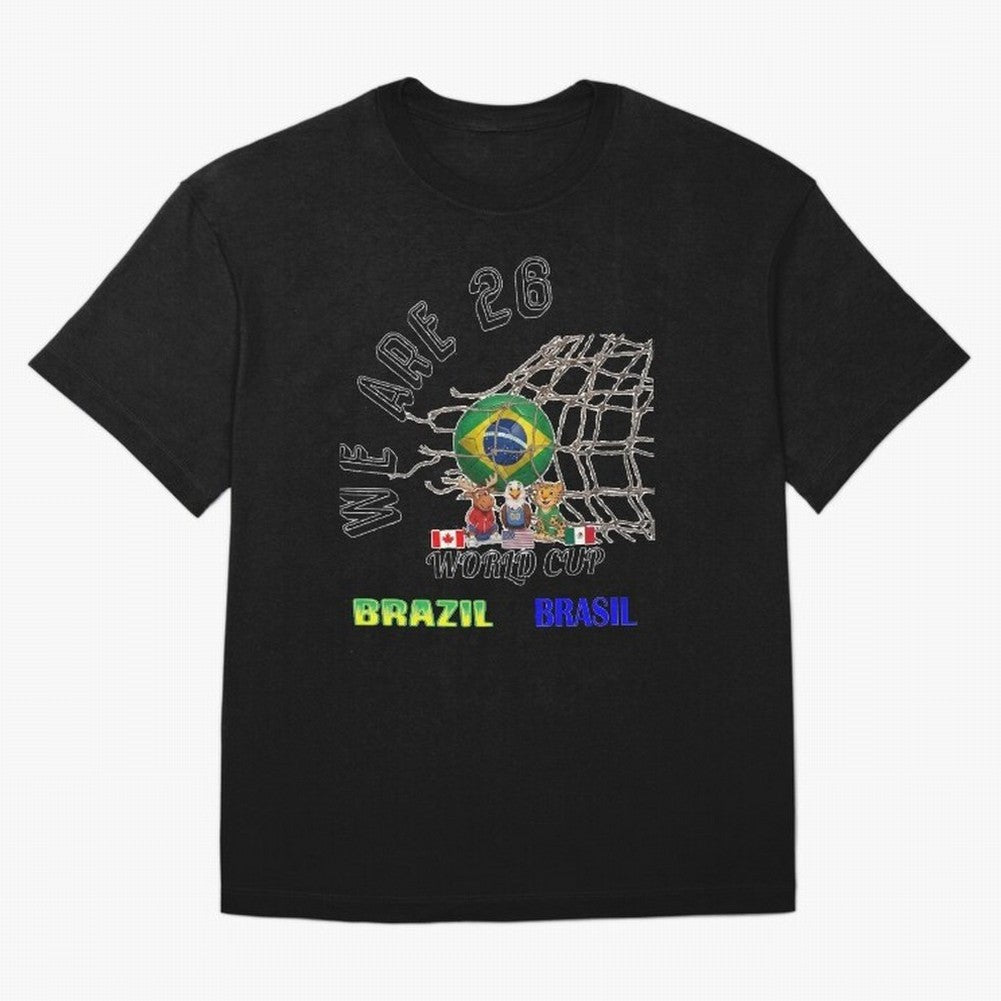 World Cup 26 - Brazil Oversized T-Shirt Keep the Match Day Mood of Global Football Passion for FIFA World Cup 2026 USA Canada Mexico, Driven by Cristiano Ronaldo, England, Global Supporter Spirit, Legendary Goals, National Colors and Tournament