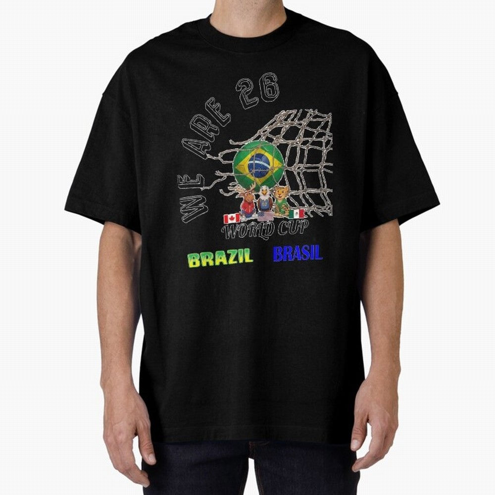 World Cup 26 - Brazil Oversized T-Shirt Keep the Match Day Mood of Global Football Passion for FIFA World Cup 2026 USA Canada Mexico, Driven by Cristiano Ronaldo, England, Global Supporter Spirit, Legendary Goals, National Colors and Tournament