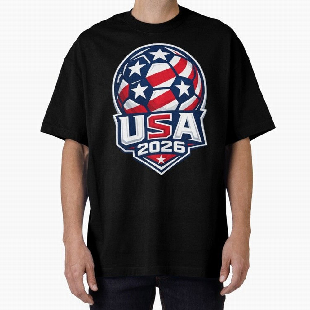 USA 2026 World Cup T-Shirt - Star Spangled Soccer Design - American Host Fan Tee Oversized T-Shirt Capture FIFA World Cup 2026 Filled with Mbappe, Argentina Energy, Tournament Hype, Historic Matchups, Family Viewing Parties and Global Sports Pride;