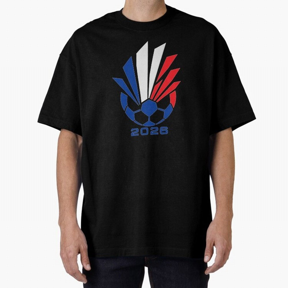 France Soccer 2026 Tricolor Burst Emblem Oversized T-Shirt Wear the Spirit of FIFA World Cup 2026 USA Canada Mexico Spirit, Driven by Netherlands, Cristiano Ronaldo, Haaland and CR7, Classic Soccer Heritage, Championship Pressure, Fan Loyalty and