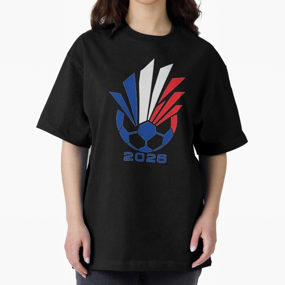 France Soccer 2026 Tricolor Burst Emblem Oversized T-Shirt Wear the Spirit of FIFA World Cup 2026 USA Canada Mexico Spirit, Driven by Netherlands, Cristiano Ronaldo, Haaland and CR7, Classic Soccer Heritage, Championship Pressure, Fan Loyalty and
