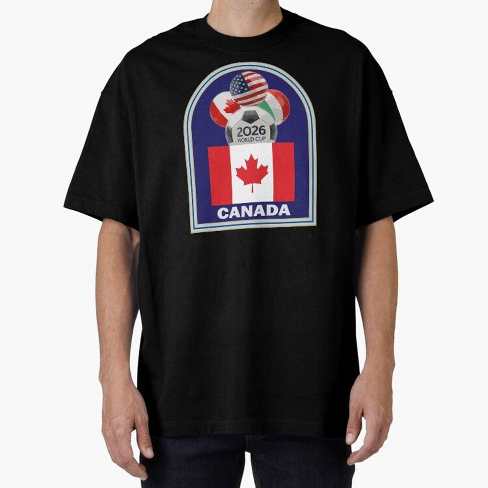 Canada 2026 Soccer T-shirt Oversized T-Shirt Join the Global Buzz around the FIFA World Cup 2026 Journey through Messi and Cristiano Ronaldo Highlights, Spain and Netherlands Pride, Goal Celebration Energy, Supporter Heritage, Football Icons and