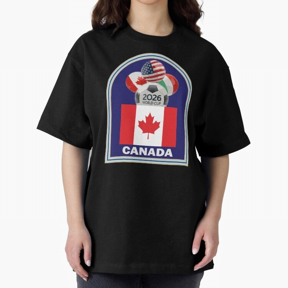 Canada 2026 Soccer T-shirt Oversized T-Shirt Join the Global Buzz around the FIFA World Cup 2026 Journey through Messi and Cristiano Ronaldo Highlights, Spain and Netherlands Pride, Goal Celebration Energy, Supporter Heritage, Football Icons and