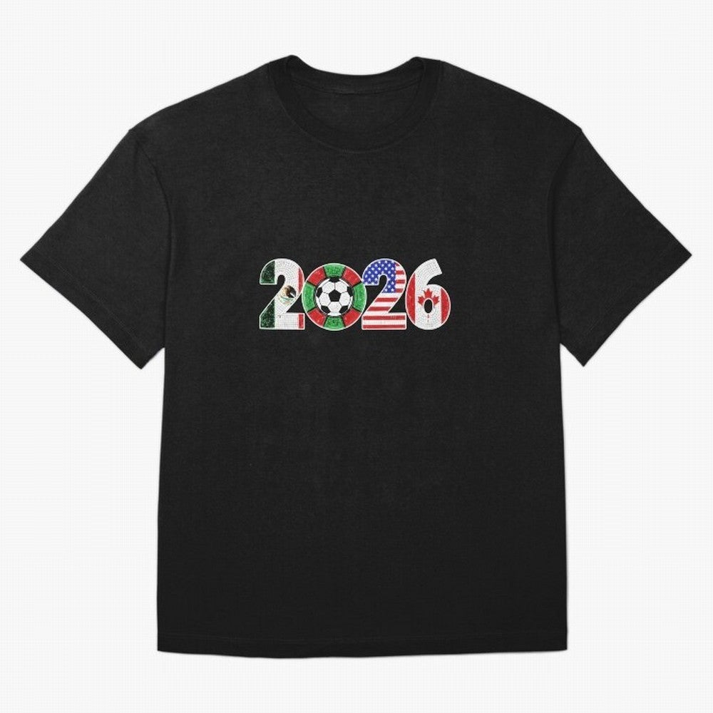 North American Soccer Spirit Team 2026 T-Shirt_82770209 Oversized T-Shirt Show Match Day Excitement for FIFA World Cup 2026 Group Stage Capturing Messi, Neymar and Mbappe, Brazil Energy, Retro Football Energy, Iconic Rivalries, Trophy Chase Drama