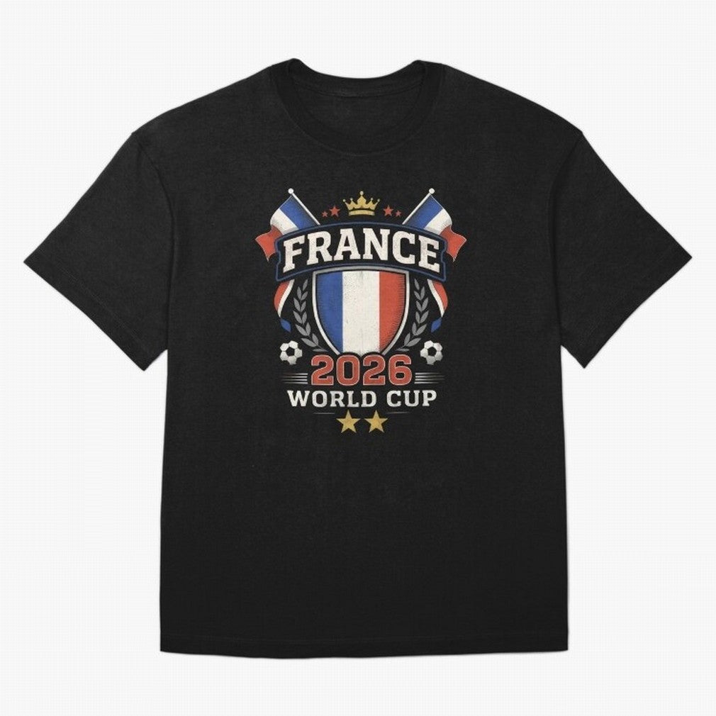France World Cup 2026 Football Heritage - Les Bleus Crest Oversized T-Shirt Feel International Energy from Global Football Passion for FIFA World Cup 2026, Connected to CR7, Argentina, France and Brazil, Classic Soccer Heritage, Championship