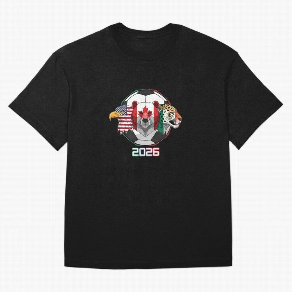 North American Soccer Animals 2026 Oversized T-Shirt Fuel Your Fan Pride for Global Football Passion for FIFA World Cup 2026 USA Canada Mexico, Made for Haaland, Portugal, Fan Favorite Moments, National Team Passion, Big Match Drama and Soccer
