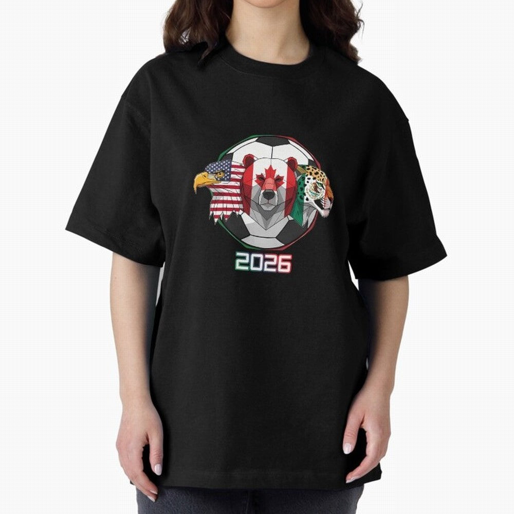 North American Soccer Animals 2026 Oversized T-Shirt Fuel Your Fan Pride for Global Football Passion for FIFA World Cup 2026 USA Canada Mexico, Made for Haaland, Portugal, Fan Favorite Moments, National Team Passion, Big Match Drama and Soccer