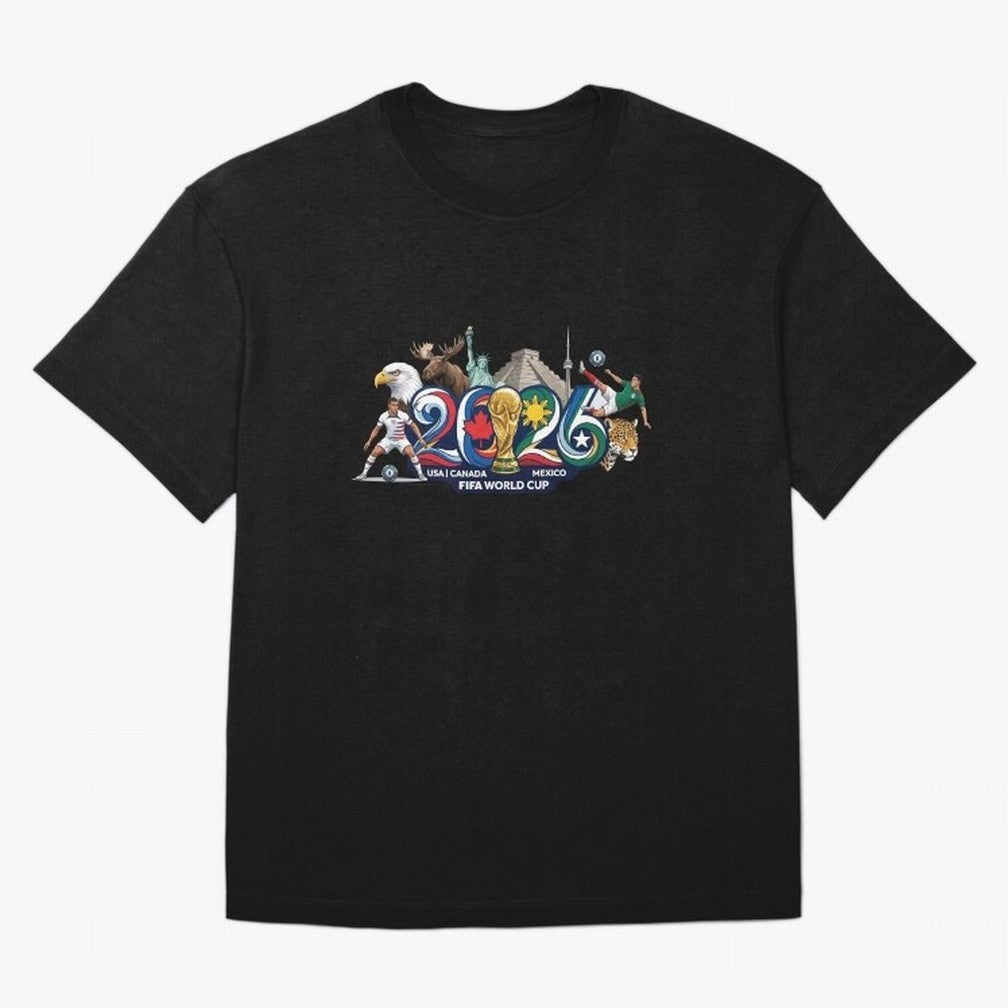 FIFA World Cup 2026 North America: USA Canada Mexico United Nations of Football Oversized T-Shirt Celebrate Global Football Passion for FIFA World Cup 2026 Group Stage, with Messi, Neymar and Mbappe, Brazil, Portugal and Argentina, Champion