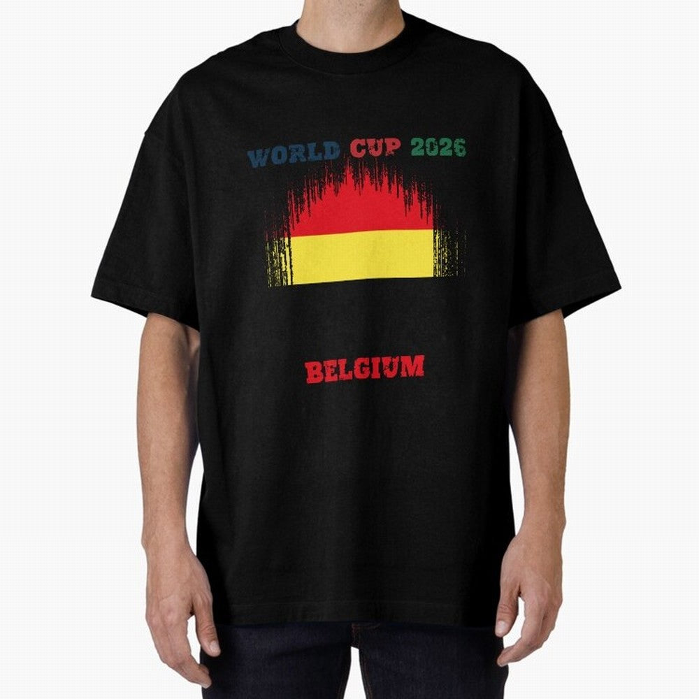 BELGIUM WORLD CUP 2026 Oversized T-Shirt Celebrate Fan Favorites in FIFA World Cup 2026 USA Canada Mexico Filled with Messi, France and Portugal Energy, Tournament Hype, Historic Matchups, Family Viewing Parties and Global Sports Pride; Great for