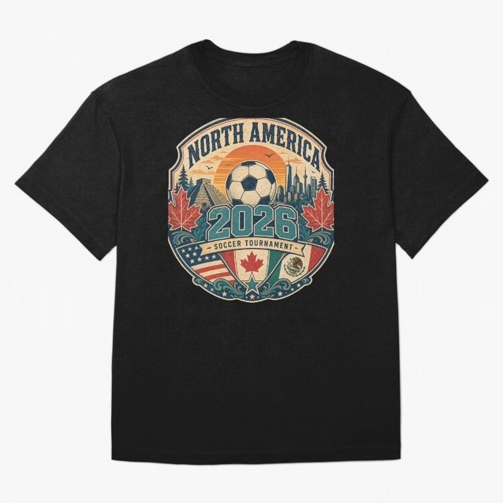 USA Canada Mexico Soccer Cup Oversized T-Shirt Make Your Look Match the FIFA World Cup 2026 USA Canada Mexico Journey through Messi and Cristiano Ronaldo Highlights, England and Germany Pride, Championship Spirit, Famous Goals, Roaring Crowds and