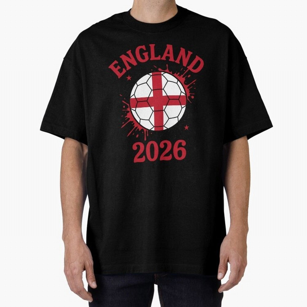 England World Cup 2026 football supporter| St George Cross Football Oversized T-Shirt Relive FIFA World Cup 2026 for Fans of Haaland and France, Bringing Retro Football Energy, Iconic Rivalries, Trophy Chase Drama and Stadium Atmosphere; Great for