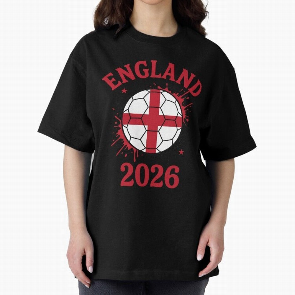 England World Cup 2026 football supporter| St George Cross Football Oversized T-Shirt Relive FIFA World Cup 2026 for Fans of Haaland and France, Bringing Retro Football Energy, Iconic Rivalries, Trophy Chase Drama and Stadium Atmosphere; Great for