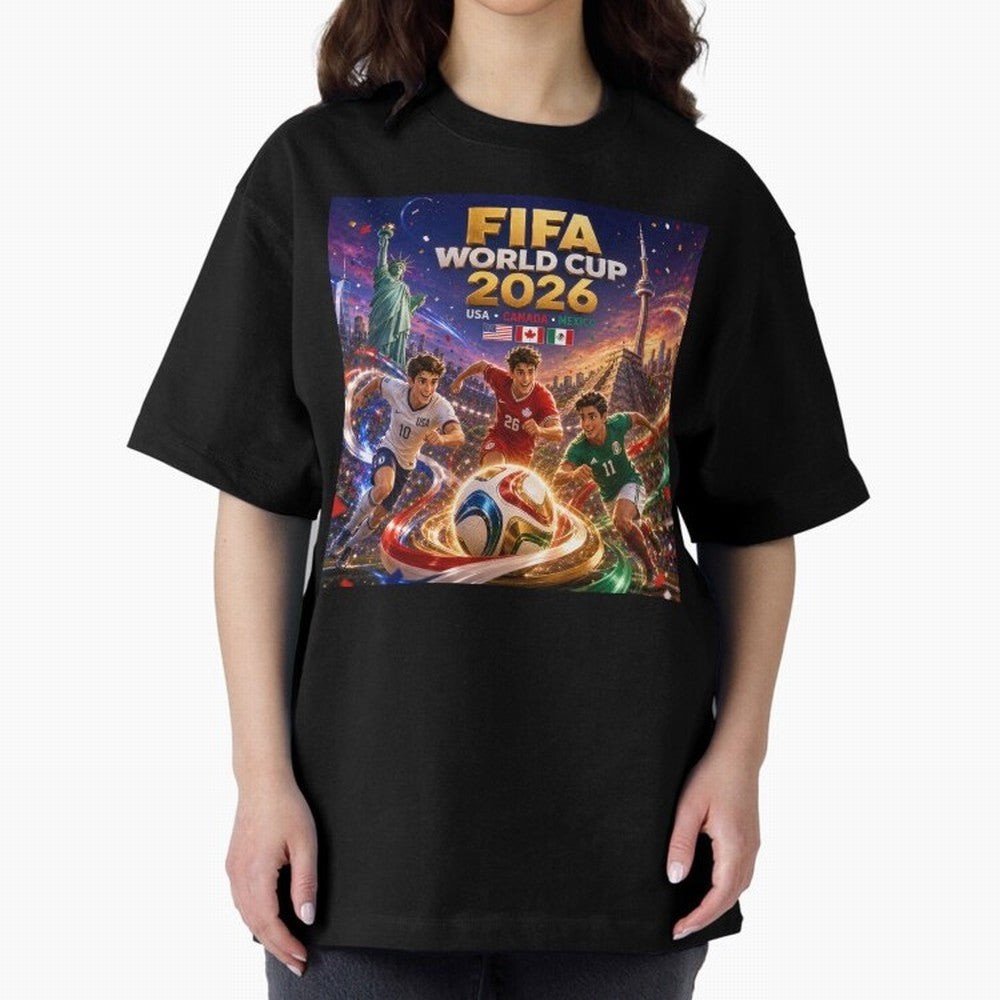 Host Nations Football 2026 #football 2026 Oversized T-Shirt Bring a Vintage Feel to the FIFA World Cup 2026 Journey through Mbappe and Neymar Highlights, France Pride, Championship Spirit, Famous Goals, Roaring Crowds and International Football
