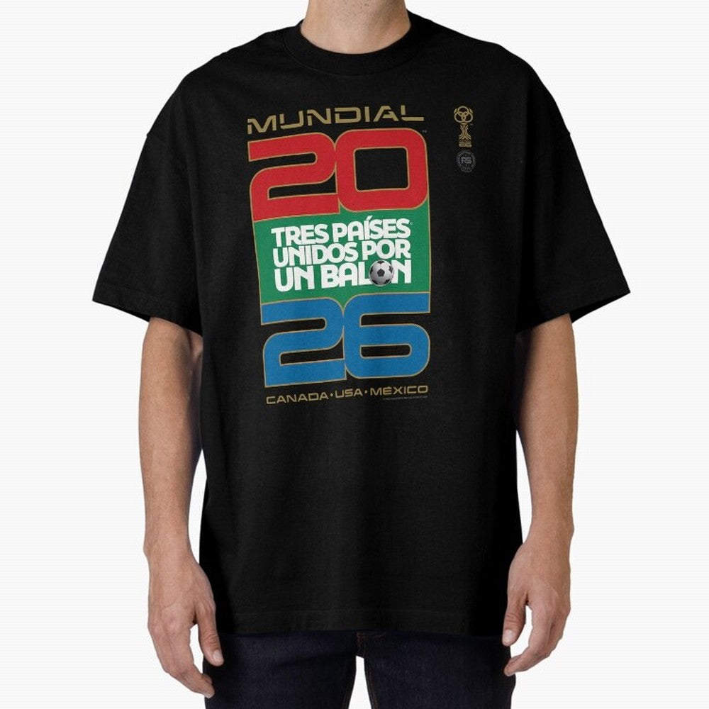 Mundial 26 Three Nations United By A Soccer Ball. Unidos Por Un Baln - World Cup Oversized T-Shirt Celebrate Every Goal in FIFA World Cup 2026 for Fans of Neymar, Haaland and Cristiano Ronaldo and Argentina and Brazil, Bringing Champion Mindset,