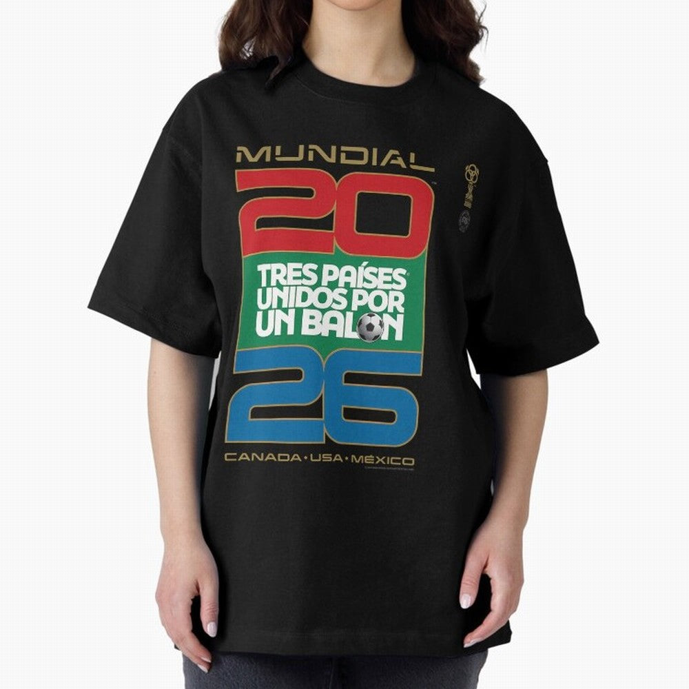 Mundial 26 Three Nations United By A Soccer Ball. Unidos Por Un Baln - World Cup Oversized T-Shirt Celebrate Every Goal in FIFA World Cup 2026 for Fans of Neymar, Haaland and Cristiano Ronaldo and Argentina and Brazil, Bringing Champion Mindset,