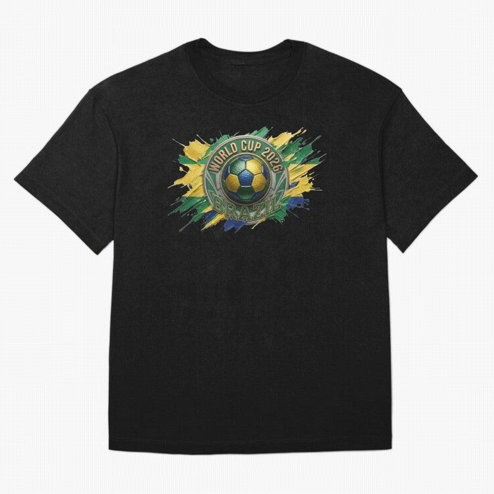 World Cup 2026 Brazil Soccer Ball Paint Splash Oversized T-Shirt Support FIFA World Cup 2026 Group Stage Spirit, Featuring Argentina, France and Brazil, Messi and Cristiano Ronaldo, Retro Football Energy, Iconic Rivalries, Trophy Chase Drama and