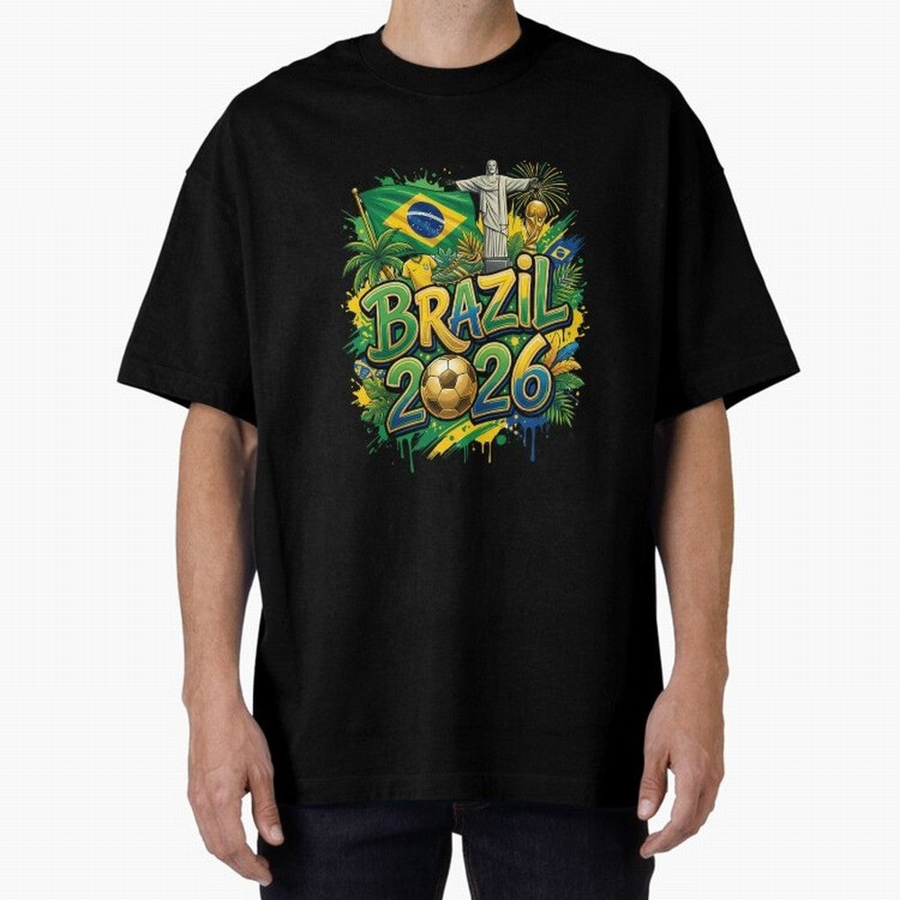 Brazil World Cup 2026 Football Legacy Oversized T-Shirt Represent Football Lovers during FIFA World Cup 2026 Spirit, Celebrating Brazil, Portugal and Argentina, CR7, Football History, Final Match Energy, Crowd Noise and Once in a Lifetime Moments;