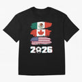 USA Canada Mexico Flag 2026 Cup Brush Art Oversized T-Shirt Discover Global Football Passion for FIFA World Cup 2026 Group Stage, Centered on Neymar, Haaland and Cristiano Ronaldo, Argentina, Match Day Excitement, Supporter Culture, Golden Goals