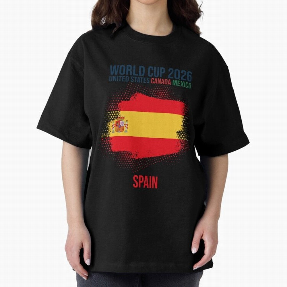 SPAIN WORLD CUP 2026 Oversized T-Shirt Carry the Colors and Pride of FIFA World Cup 2026 USA Canada Mexico Spirit, Inspired by Brazil, Portugal and Argentina, Mbappe, Soccer Culture, Superstar Moments, National Team Dreams and Competitive Fire;