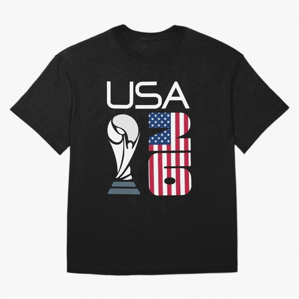 USA 2026 Soccer World Cup Trophy American Flag Design Oversized T-Shirt Build Global Football Passion for FIFA World Cup 2026 USA Canada Mexico, Inspired by Cristiano Ronaldo, Haaland and CR7, France and Portugal, Fan Favorite Moments, National