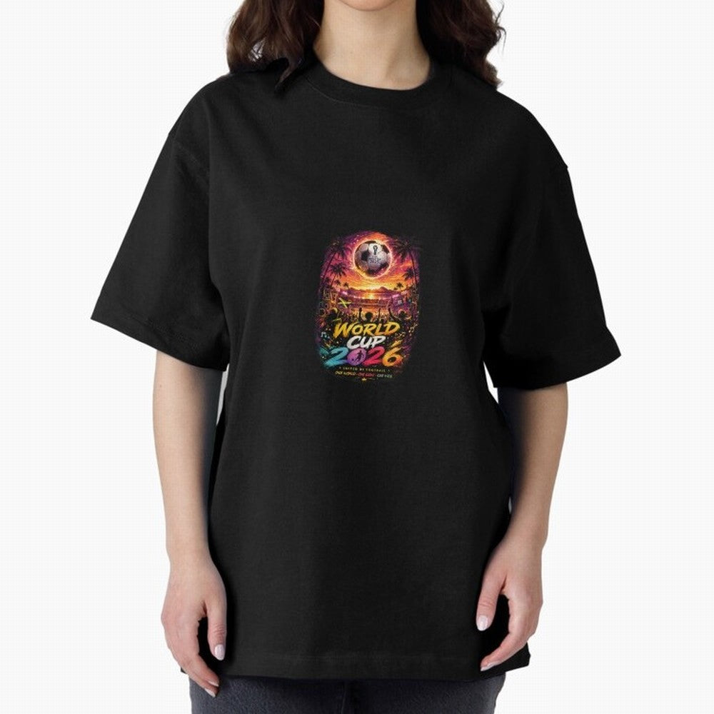 Copy of World Cup 2026 ¨C United Passion ?? | Neon Football Design Oversized T-Shirt Show Fan Pride Across the FIFA World Cup 2026 Journey through Messi Highlights, England, France and Netherlands Pride, Football History, Final Match Energy, Crowd